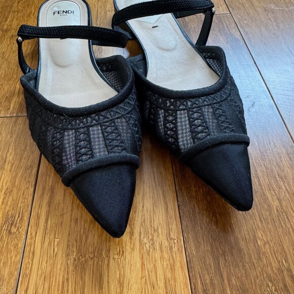 Fendi black mesh flat mules, size 38 (US 7, 7.5) - Picture 3 of 6